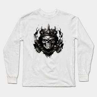 Barbells with Skull with crown Long Sleeve T-Shirt